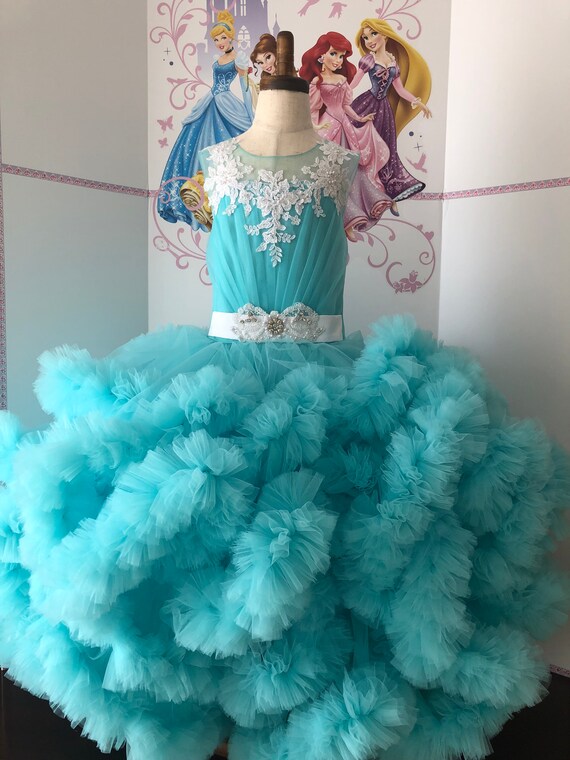 aqua blue dress for little girl