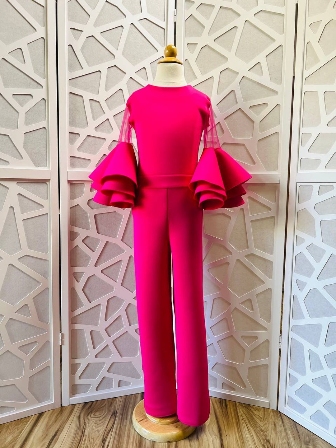 Hot Pink Interview Jumpsuit Pageant Outfit Girls Neoprene Jumpsuit Pink