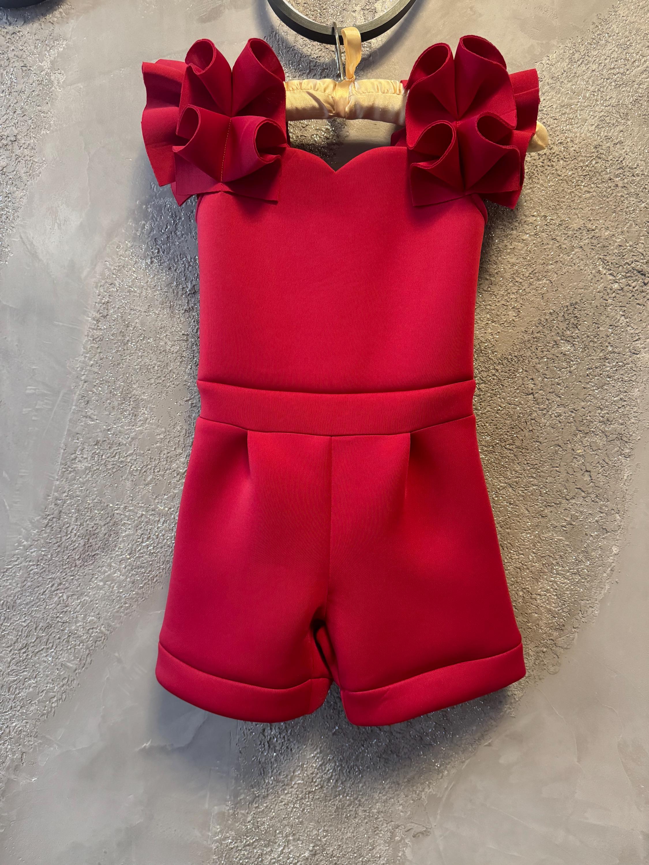 Boating Crew Girls Romper-Red main image 0