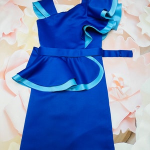 Blue interview dress Pageant dress with belt Girls satin dress Pageant royal blue girls outfit Custom pageant Cocktail blue ruffles dress
