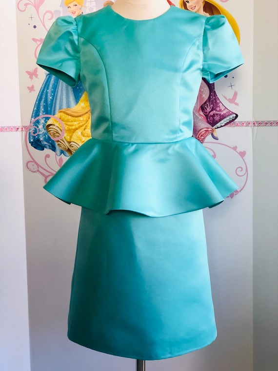 open lace back dress Jovani Aqua Two Piece Peplum Pant Suit – Posche By Kim D main image 1