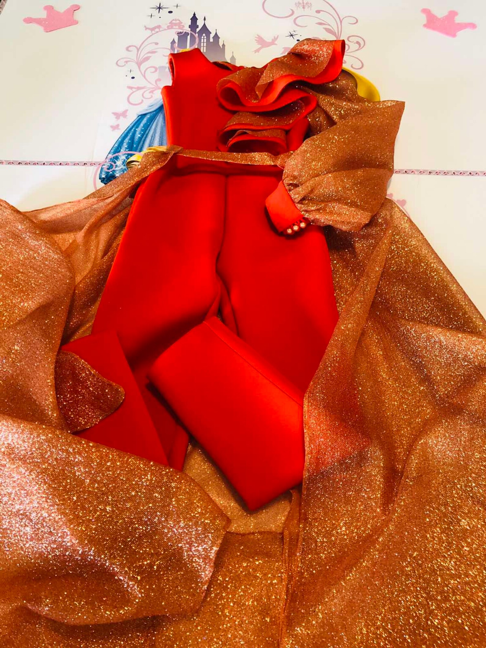 Orange sparkly jumpsuit Pageant runway outfit Girls neoprene Etsy