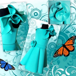 Sukienka Mint Teal Pageant Girls z neoprenu, puszysta, na co dzień, z nadrukiem scuba w kolorze turkusowym, z numerem otwarcia, dziewczęca, na zamówienie, koktajlowa sukienka z falbankami