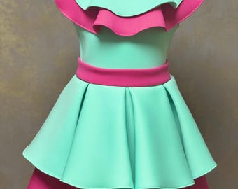 Unique mint hot peplum outfit Pageant Girls neoprene casual wear peplum 2 pieces teal mint girls scuba wear Custom pageant party sleeve suit