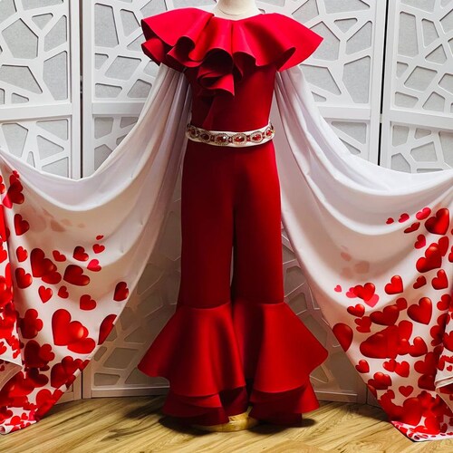 Playful Red Neoprene Dress with Sweet Summer Motifs