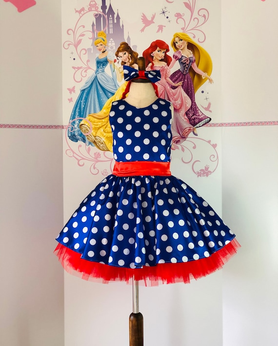 blue dress with red polka dots