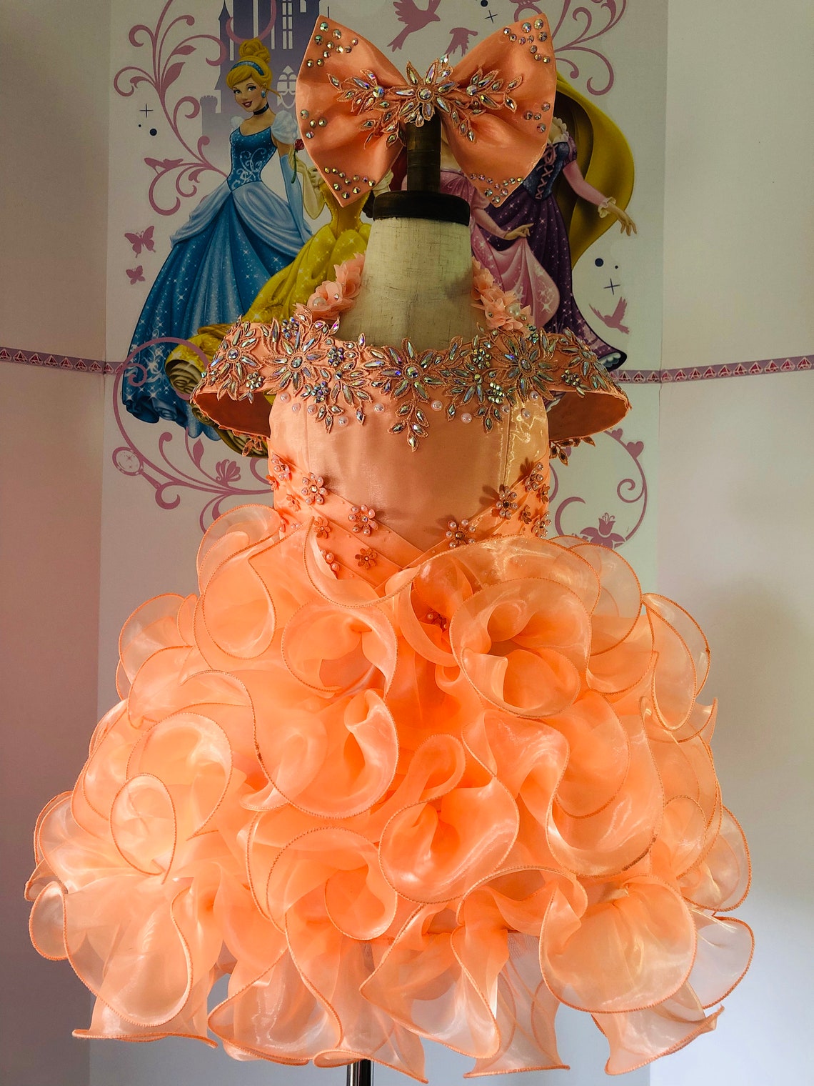 Orange Apricot Baby Doll Cupcake Girls Dress Party Birthday Etsy