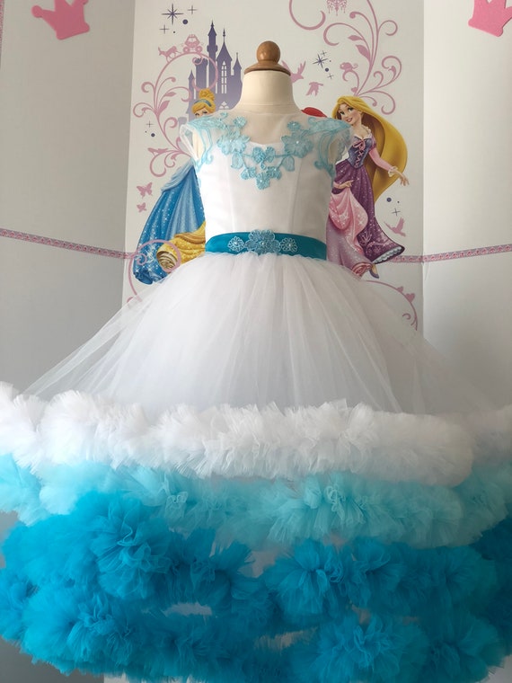 blue and white dress for kids