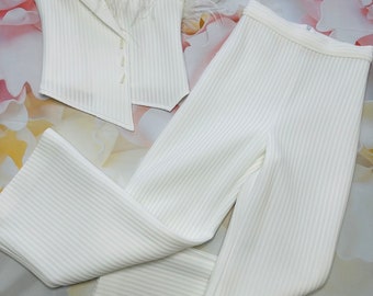 Traje de entrevista branco, jaqueta para concurso, calças, terno de