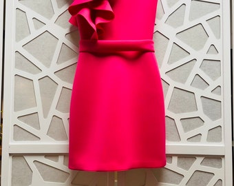 Hot Pink Pageant Dress With Ruffles Girls Neoprene Homecoming