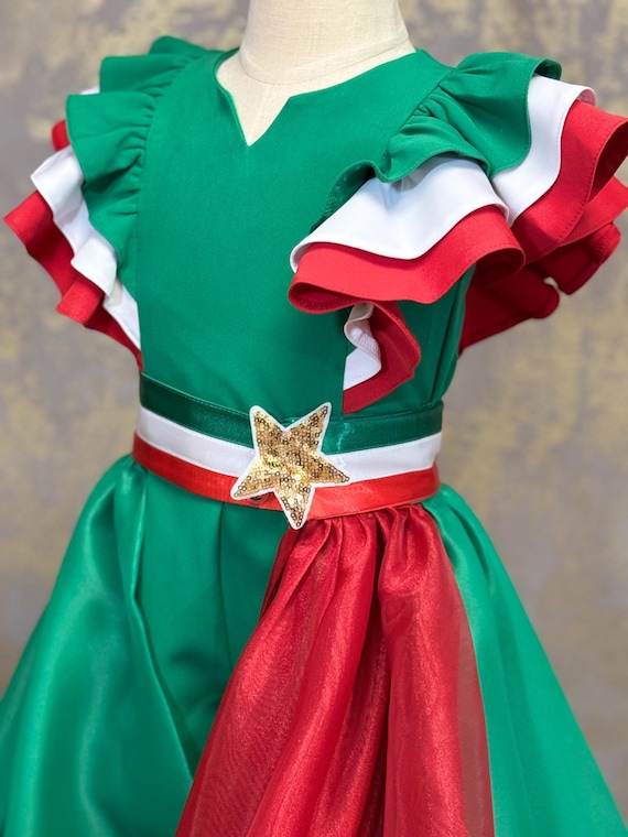 Red White Green Jumpsuit Romper Pageant Runway Outfit Girls Unique  Christmas Fun Fashion Wear Custom Organza Green Red Ruffles Girls Outfit -  Etsy