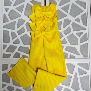Yellow Pageant Interview girls outfit Bright yellow neoprene jumpsuit Yellow Custom pageant scuba romper Unique Pageant wear with sleeves