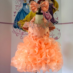 Orange Apricot Baby doll Cupcake Girls dress Party Birthday Holiday Wedding Peach dress Pageant outfit Fun fashion dress Fluffy girls dress