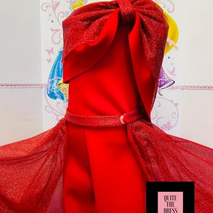 Unique Red scuba jumpsuit Pageant Fun Fashion girls neoprene outfit with skirt Red sparkly Custom pageant girls romper Runway glitter wear