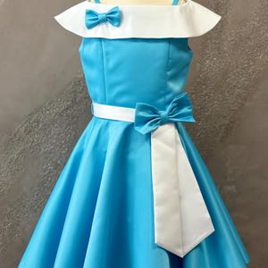 Light blue white satin interview dress Pageant dress Unique Girls satin dress Pageant outfit Custom dress Cocktail opening number dress