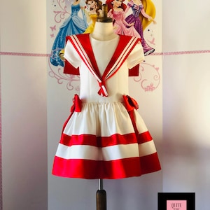 White Ivory and red interview cocktail girls dress Pageant custom girls dress Girls satin dress Pageant girls outfit Custom cocktail dress