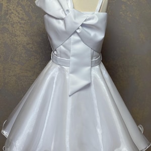 White satin interview dress Pageant dress Unique Girls satin dress Pageant outfit Custom dress Cocktail opening number dress open shoulder