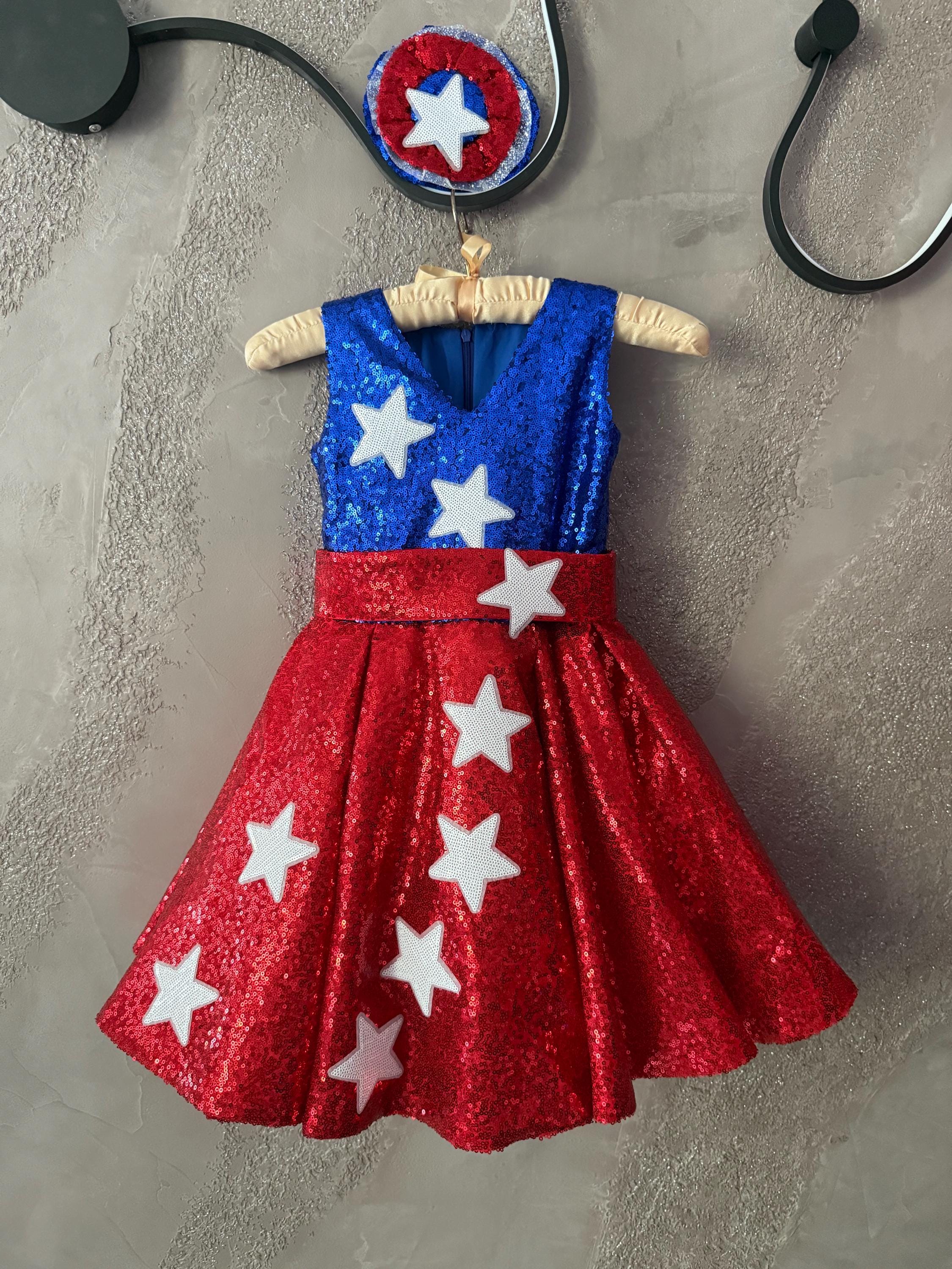 red white blue sequin dress Anna-Kaci Women's Spaghetti Strap Sleeveless USA American Flag Patriotic Sequin Dress- Medium, multicolored