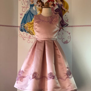 Pink pageant dress High-Low dress Girls gold rose dress Pageant light pink outfit Custom Easter dress Cocktail Flower dress Interview dress