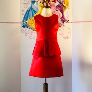 Red interview dress Pageant red dress with peplum and bow Girls satin dress Pageant outfit Red interview peplum dress Custom pageant dresses