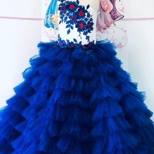 Blue white red pageant prom girls dress Girls ball gown Party Birthday Holiday Wedding girls dress  Pageant outfit Fluffy runway dress