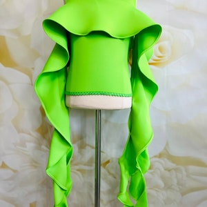 Kelly green top Pageant outfit Girls neoprene top scuba neoprene Custom pageant girls light green ruffles unique top photo session outfit