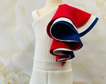 Red White Blue Jumpsuit Pageant Fun Fashion Girls Neoprene Scuba
