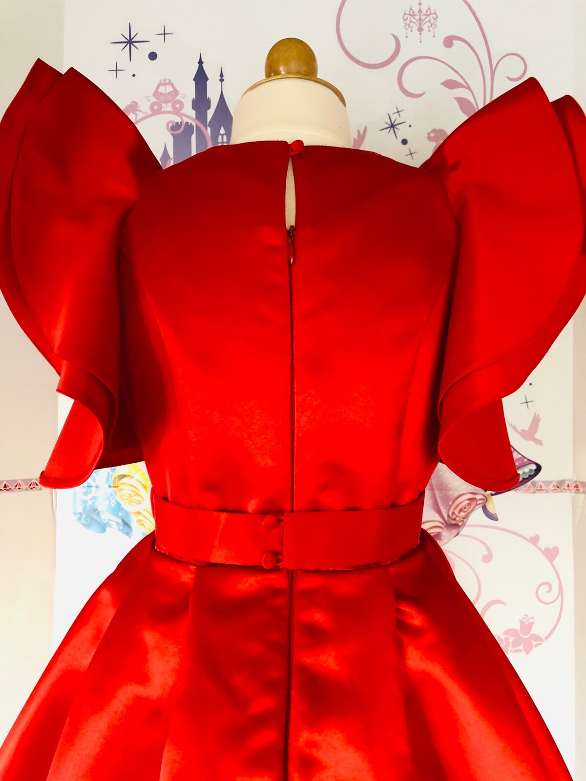Red Interview Dress Pageant Dress with Belt Girls Satin Fluffy Dress Pageant Red Girls Outfit Custom Pageant Dress Cocktail Red Girls Dress