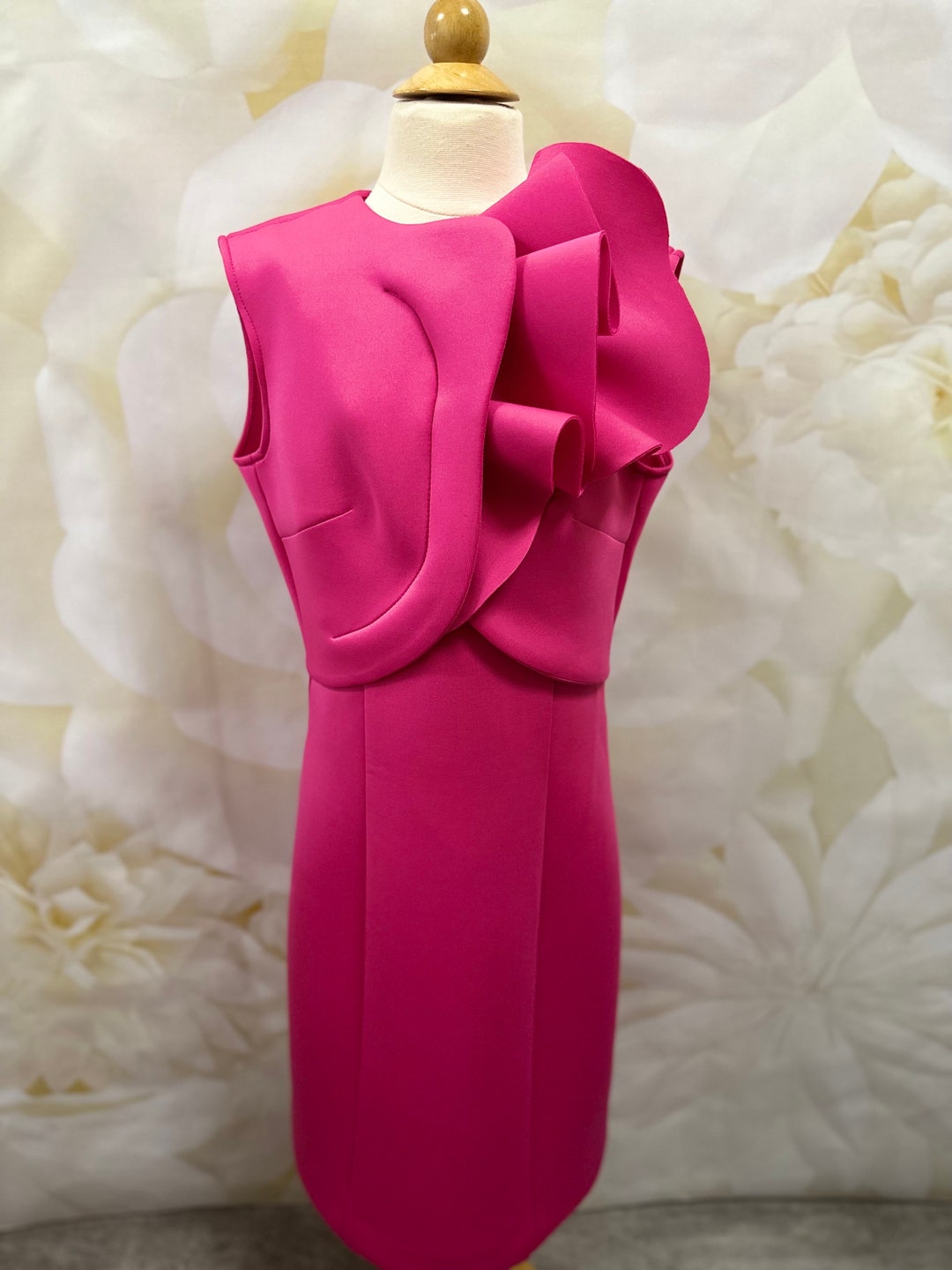 Crystals Hot Pink Crew Neck A-Line Miss Teen Pageant Dress main image 1