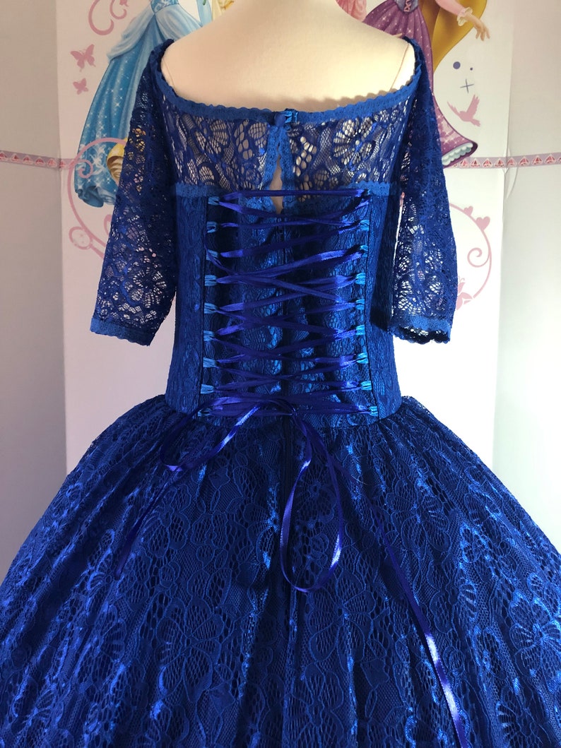 Royal Blue pageant high-low dress Party Wedding Birthday girls dress Pageant outfit Fun fashion dress Lace girls dress Custom Casual dress