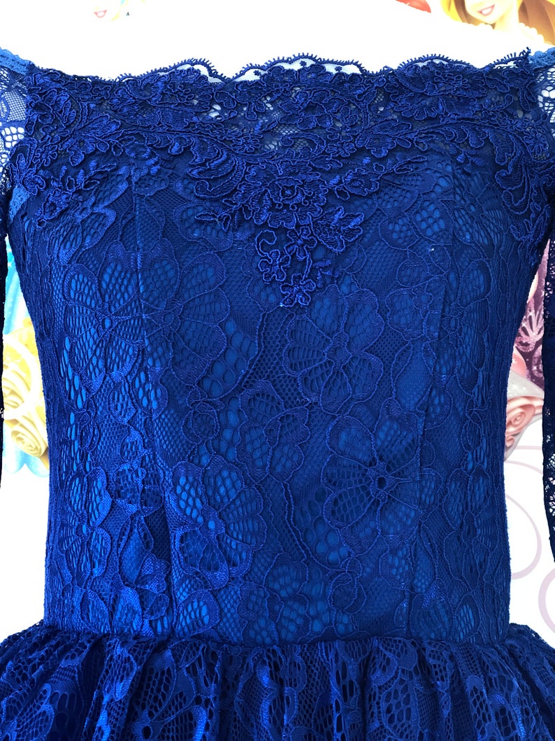 Royal Blue pageant high-low dress Party Wedding Birthday girls dress Pageant outfit Fun fashion dress Lace girls dress Custom Casual dress