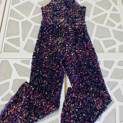 Purple Violet Sparkly Jumpsuit Pageant Outfit Girls Sequins Etsy
