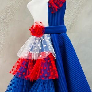 Red White Blue Patriotic outfit Pageant girls unique  patriotic wear Custom pageant RWB dress Red White Blue custom scuba neoprene dress