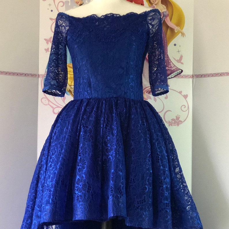 Royal Blue pageant high-low dress Party Wedding Birthday girls dress Pageant outfit Fun fashion dress Lace girls dress Custom Casual dress