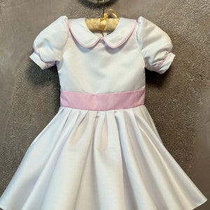 White pink pageant dress white flower girls dress Custom Pageant outfit Cocktail dress Interview girls dress Party Holiday Homecoming dress