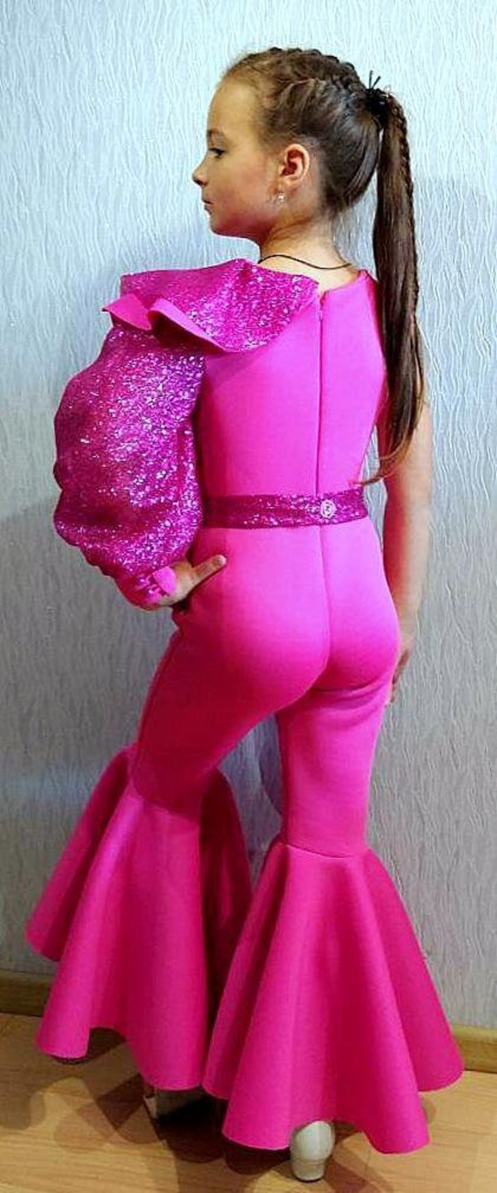 Hot Pink Sparkly Jumpsuit Pageant Outfit Girls Neoprene Etsy
