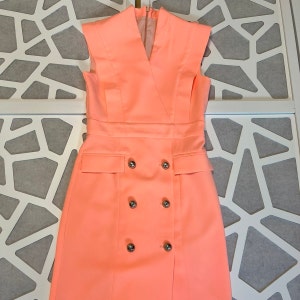 Coral peach apricot pageant junior dress Girls custom polyester dress Pageant girls outfit Interview junior unique knee length girls dress