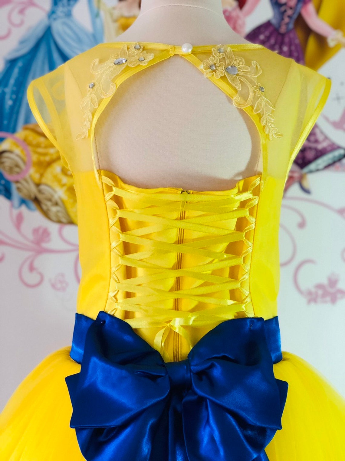Yellow Blue Lace Cocktail Dress Pageant Dress Interview Yellow Etsy