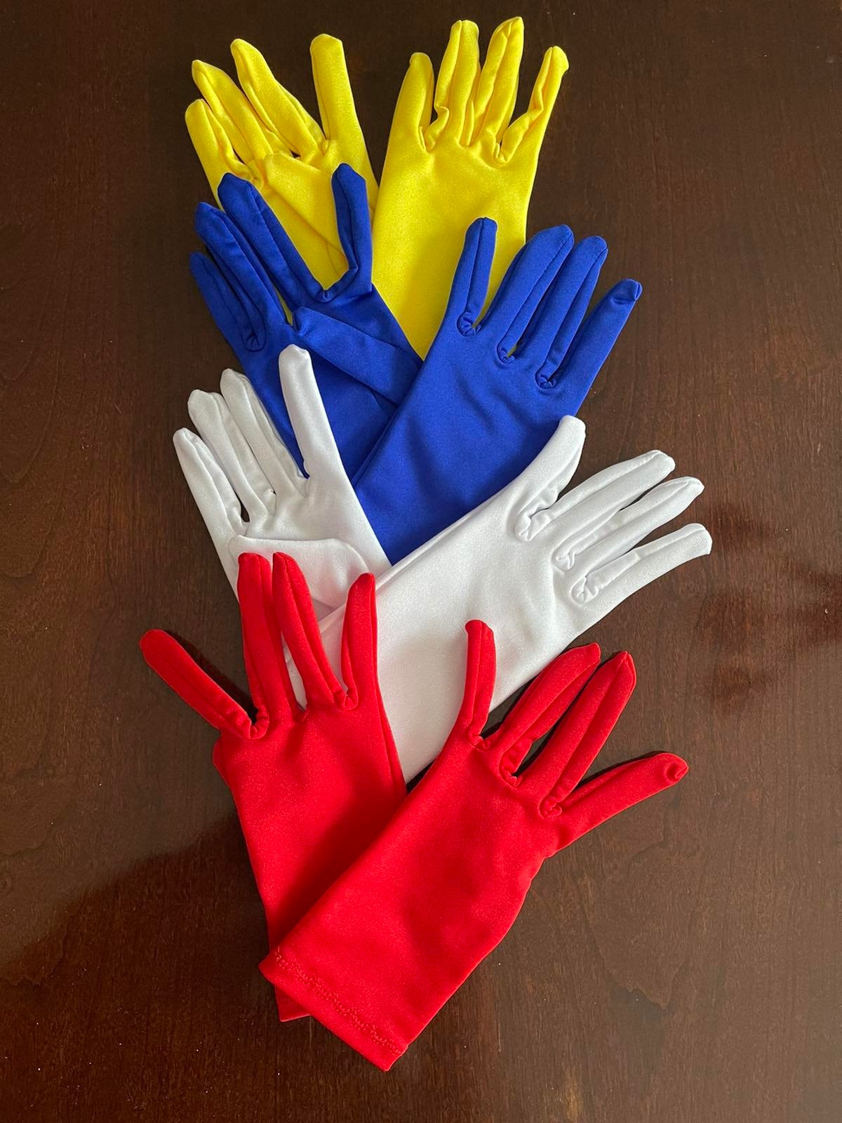 Yellow Blue Red White Girls Gloves Pageant Girls Accessories Etsy
