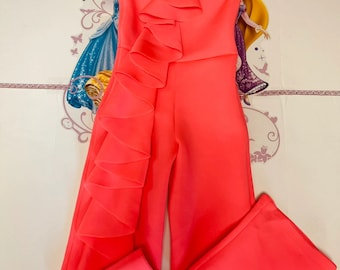 Neon Orange Pageant Fun Vestito per ragazze alla moda, tuta in