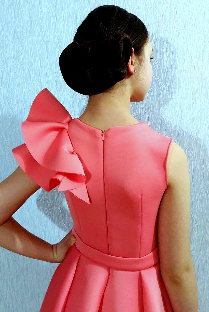 Peach Interview Pageant Dress With Belt Girls Neoprene Fluffy Etsy