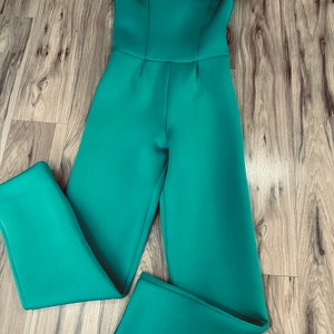 Green jumpsuit Pageant Fun Fashion girls neoprene outfit green Custom pageant girls romper with shoulder off  Unique teens scuba romper