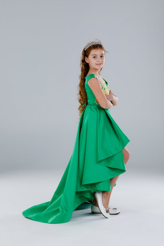 Concurso verde divertido atuendo de moda con tren Alto vestido - Etsy México Concurso verde divertido atuendo de moda con tren Alto vestido - Etsy México