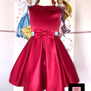 Hot pink interview dress Pageant dress with bow Girls satin Pageant pink  blue girls outfit Custom pageant dress Cocktail pink girls dress
