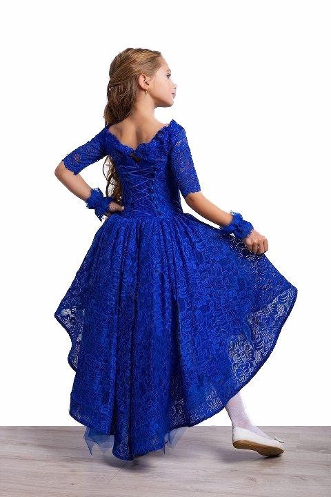 Royal Blue Pageant High-low Dress Party Wedding Birthday Girls Dress  Pageant Outfit Fun Fashion Dress Lace Girls Dress Custom Casual Dress 