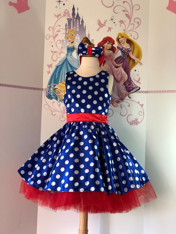 blue dress with red polka dots