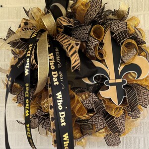 Fleur de Lis Kranz: Schwarz und Gold, New Orleans Saints Fan Dekor