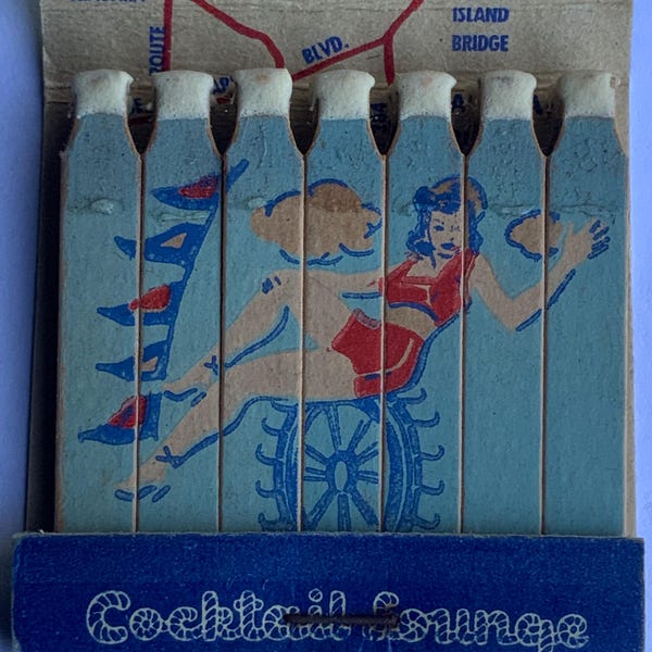 Vintage girlie matchbook BoatHouse Restaurant Niagara Falls feature matches