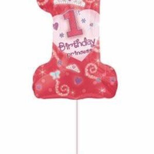 Princess Happy First Birthday Balloon Bundle Set of 5 Mylar Foil Balloons