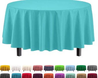 Premium Round Plastic Table Cover - 84 in.